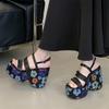 Fashion Eilyken CRYSTAL Diamonds Sequin Cloth Buckle Strap Platform Wedges Women sandals Street Style High Heels Summer Shoes