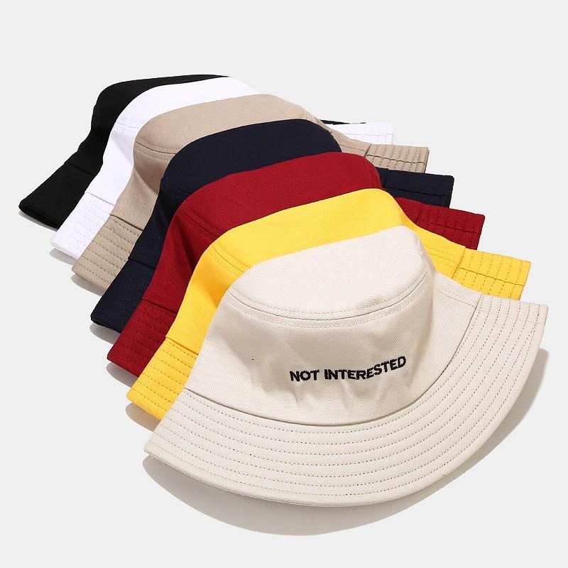 Fisherman Hat Men Women Summer Sun Protection Wide Brim With Embroidered Letters For Outdoor Activities