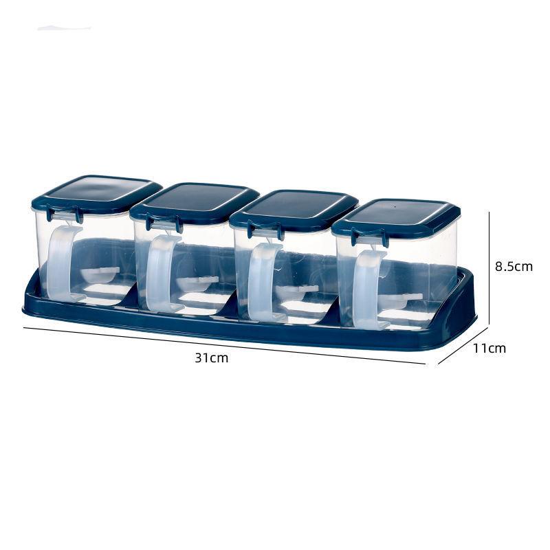 Household Plastic Condiment Box with Lid Moisture Proof Kitchen Portable Seasoning Storage Rack Spice Organizer Transparent Jar
