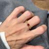 Italian French Pigeon Blood Gemstone Chain Ring - Geometric Design, Light Luxury, Versatile Style.