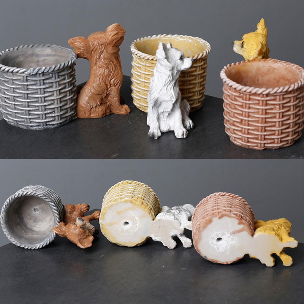 Puppy Figurine Flowerpot for Windowsills Desktops Decorative Planter Flower Basket Home and Office Decoration Use