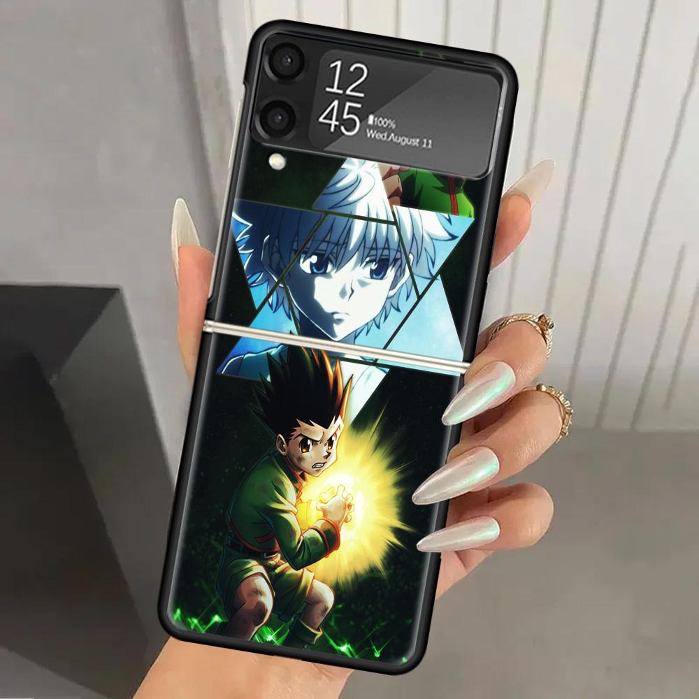 Hunter HXH Anime Hard PC Phone Case For Samsung Galaxy Z Flip 7 6 5 4 3 Black ZFlip7 ZFlip6 Flip5 Flip4 Flip3 5G Print Cover Gal