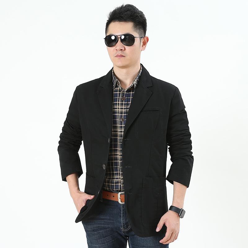 Men's Plus Size Cotton Blazer Jacket - Korean Style Spring/Autumn