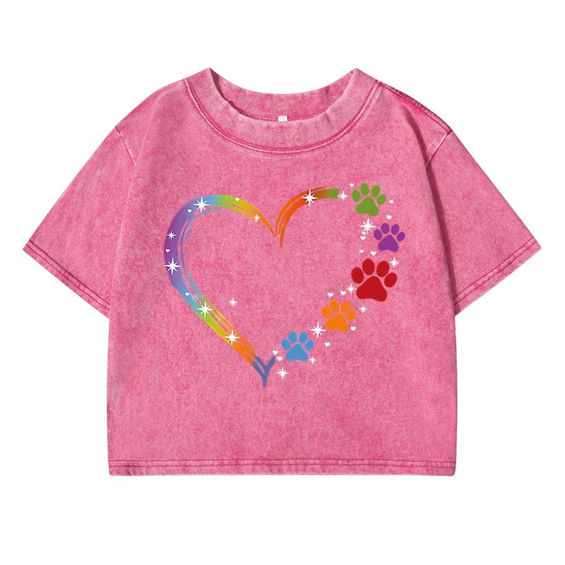 

Женские выстиранные короткие футболки с ярким принтом Love Feet , модная футболка, дышащие футболки с круглым вырезом, одежда, открывающая живот XL