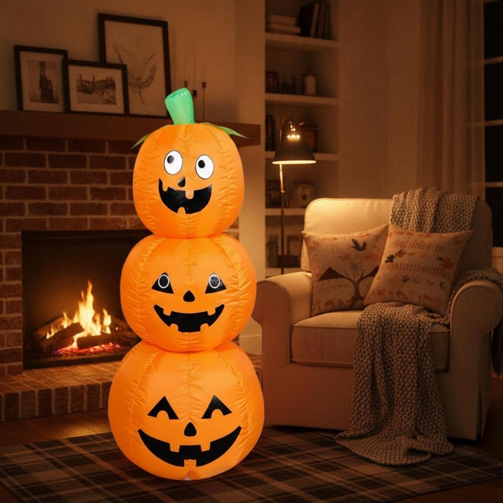 Stacked Pumpkin Inflatable Outdoor Spooky Pumpkins for Homeowners,