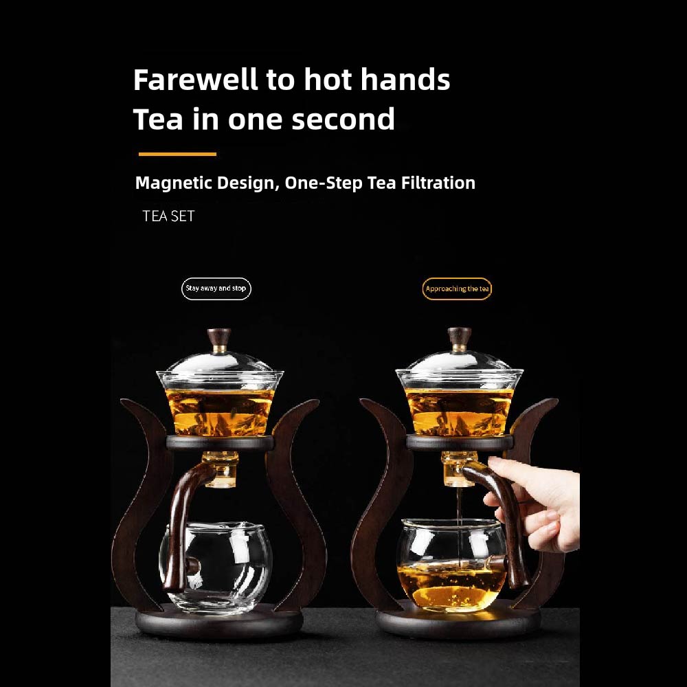 Teiera a Goccia Kung Fu Pigro, Set Teiera in Vetro Semi-Automatico a Flusso Magnetico, Set da Tè Resistente al Calore, Regalo