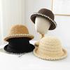 Summer Knitted Brim Bucket Hat Lace Hat Women Breathable Mesh Beach Straw Sun Hat Outdoor Wide Brim Visor Cap