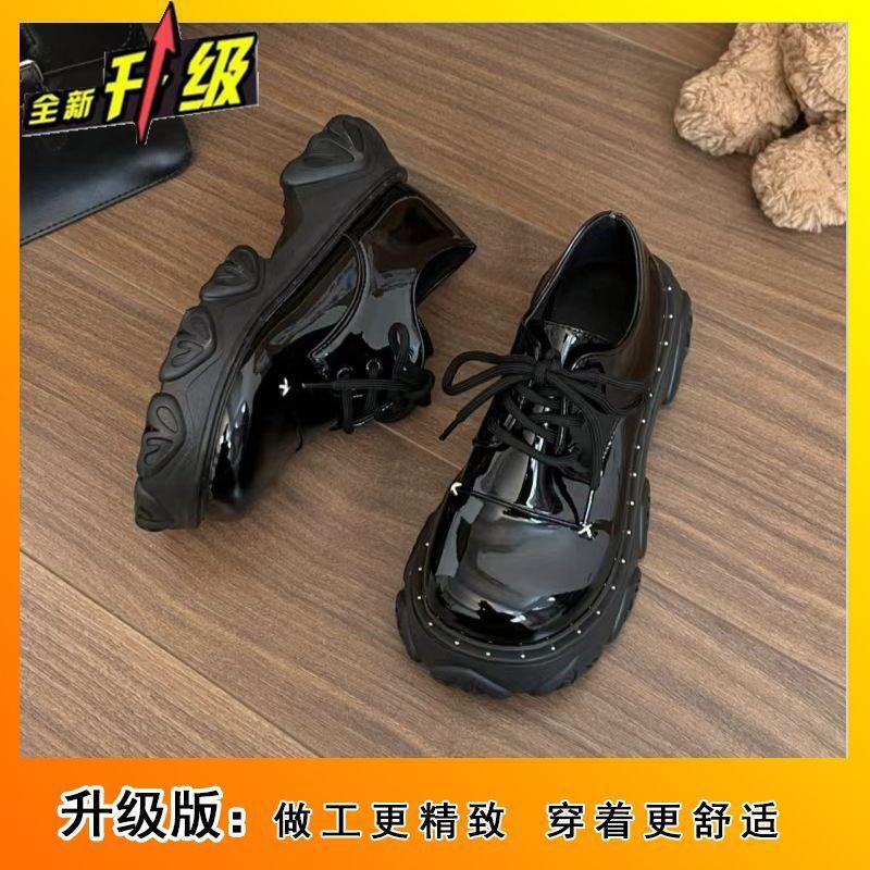 Fashion Retro Platform Small Leather Shoes Women's Autumn and Winter 2025 New Small Man Height Increase British Style Women's Single Shoes
