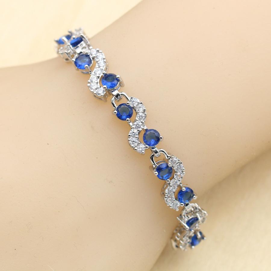 Black Blue White Zirconia Dubai Bracelet For Women Wedding Jewelry Birthday Gift
