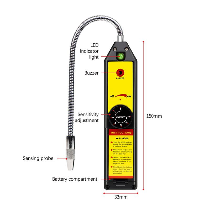 Refrigerant Gas Hvac Air Conditioner Tester Tool Wjl-6000 Freon Leak Detector Halogen Leak Detector R22 R410A R134A R1234Yf