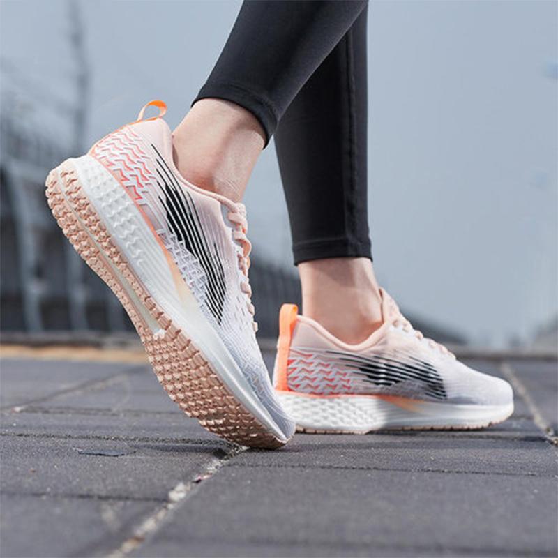 Li Ning Red Hare 4 Slip Resistant Abrasion Resistant Low Top Running Shoes Women's White Orange Pink ARBP046-15