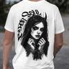 Demon Girl Blackwork Tattoo Inspired Black Soul T Shirt Dark Streetwear Vintage Soft Unisex Stylish Comfortable