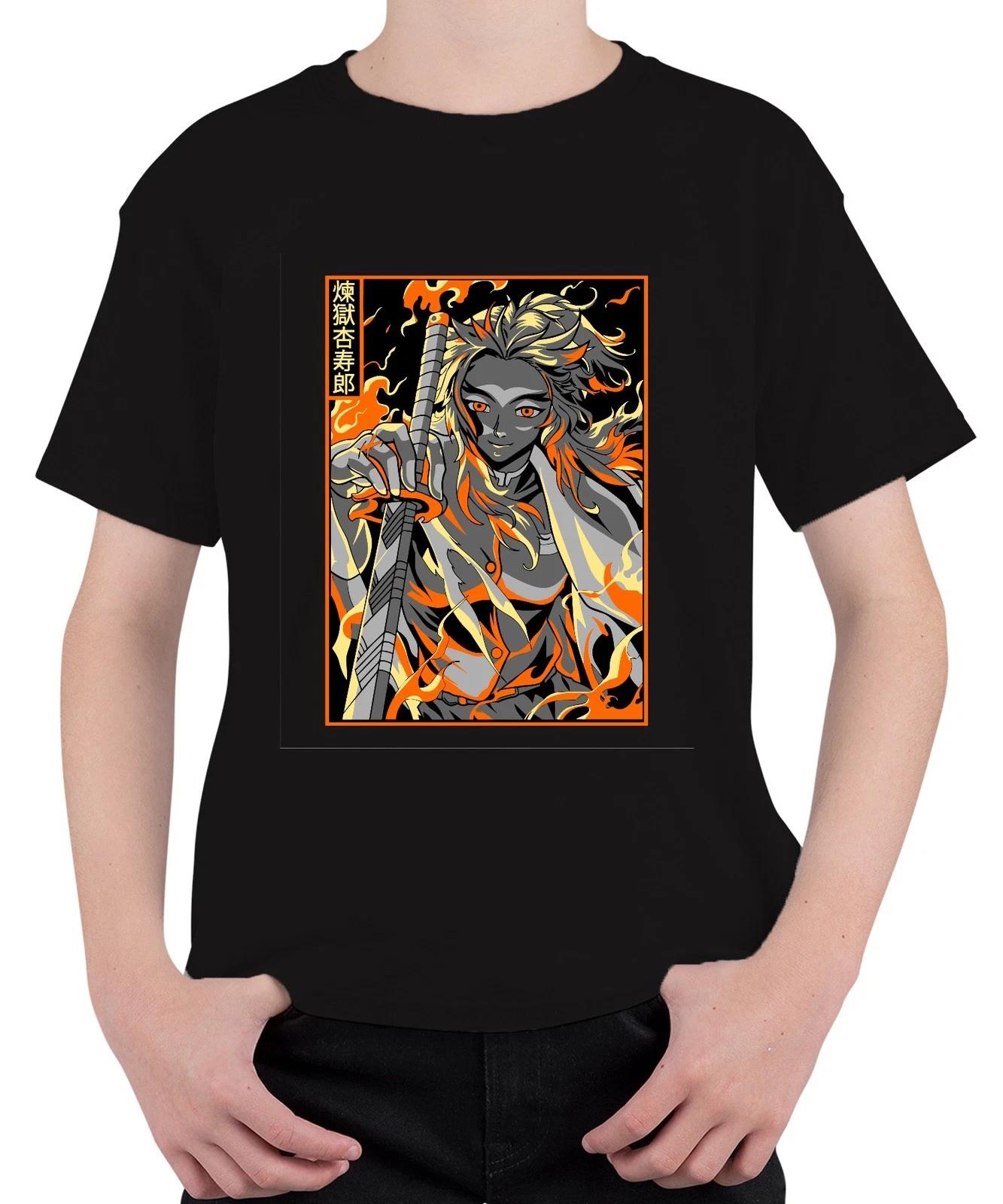 Demon Slayer Rengoku Flammen Schwert Anime Geschenk Vintage Unisex Kinder T-Shir XXXXL