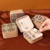 Portable Vintage European Cork Jewelry Box for Rings, Earrings, Bracelets, Necklaces with Lid - Perfect for Travel and Daily Organization