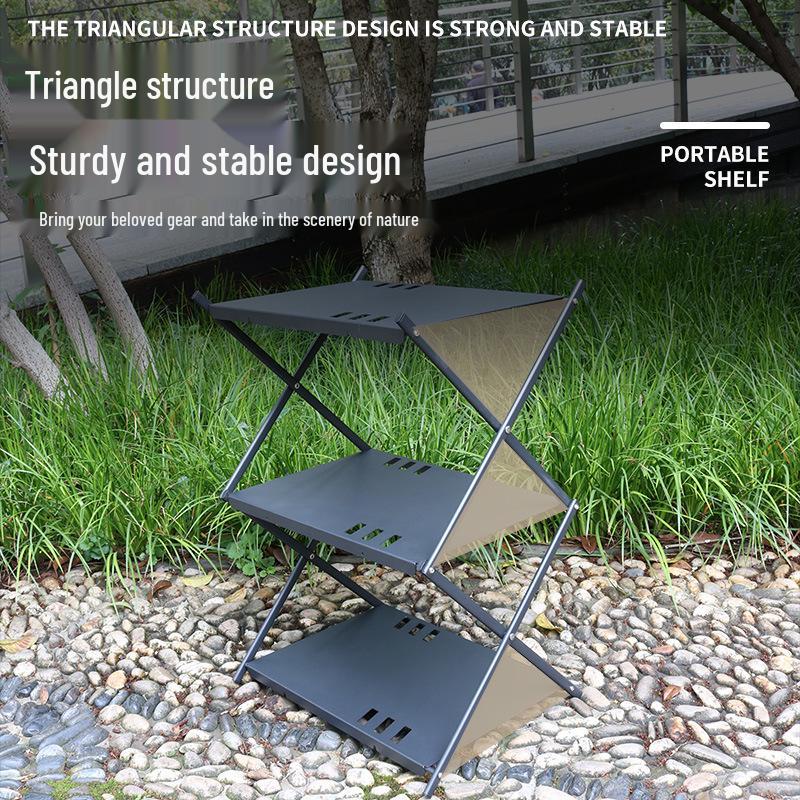 Three-Layer Folding Aluminum Picnic Table for Outdoor Camping and Parties