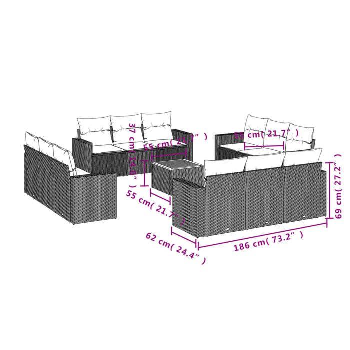 VidaXL Garden Lounge Set with Cushions 13 Pcs Black Braided Resin 3224054