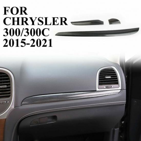 Central Control Dashboard Cover Trim Bezels for 2011+ Chrysler 300 Carbon Fiber