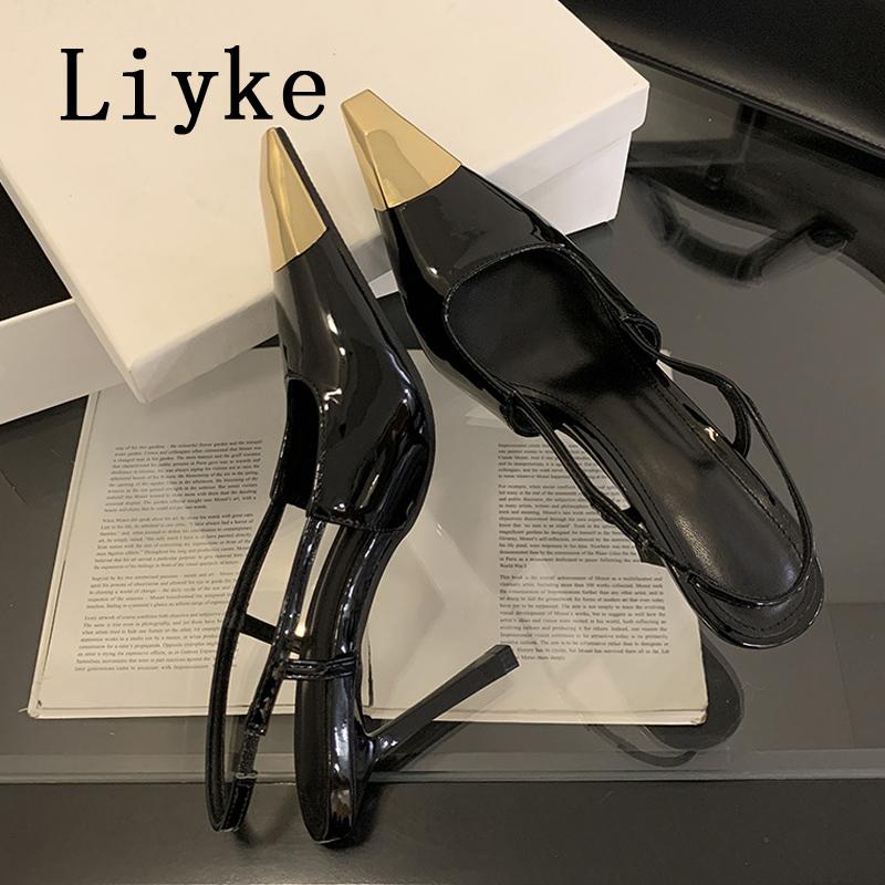 

Liyke Sexy Slingback Sandal Female Design Metal Pointed Toe Stiletto High Heels Party Prom Shoes Women Pumps Zapatos Mujer 35