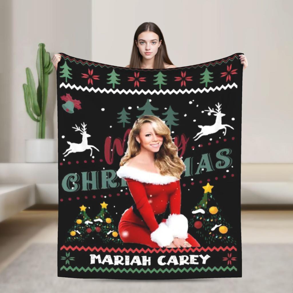Mariah Carey Christmas Super Warm Blanket Camping Plush Throw Blanket Funny Home Decor Flannel Bedspread Sofa Bed Cover