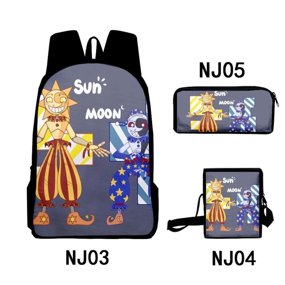 3Dsundropfnaf Backpack Student School Bag Crossbody Bag Pencil Bag Three-Piece Trend