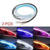 2 Pcs Car DRL Flexible Waterproof Headlight LED Strip Universal Auto Headlights RGB Turn Signal Yellow Brake Flow Lights