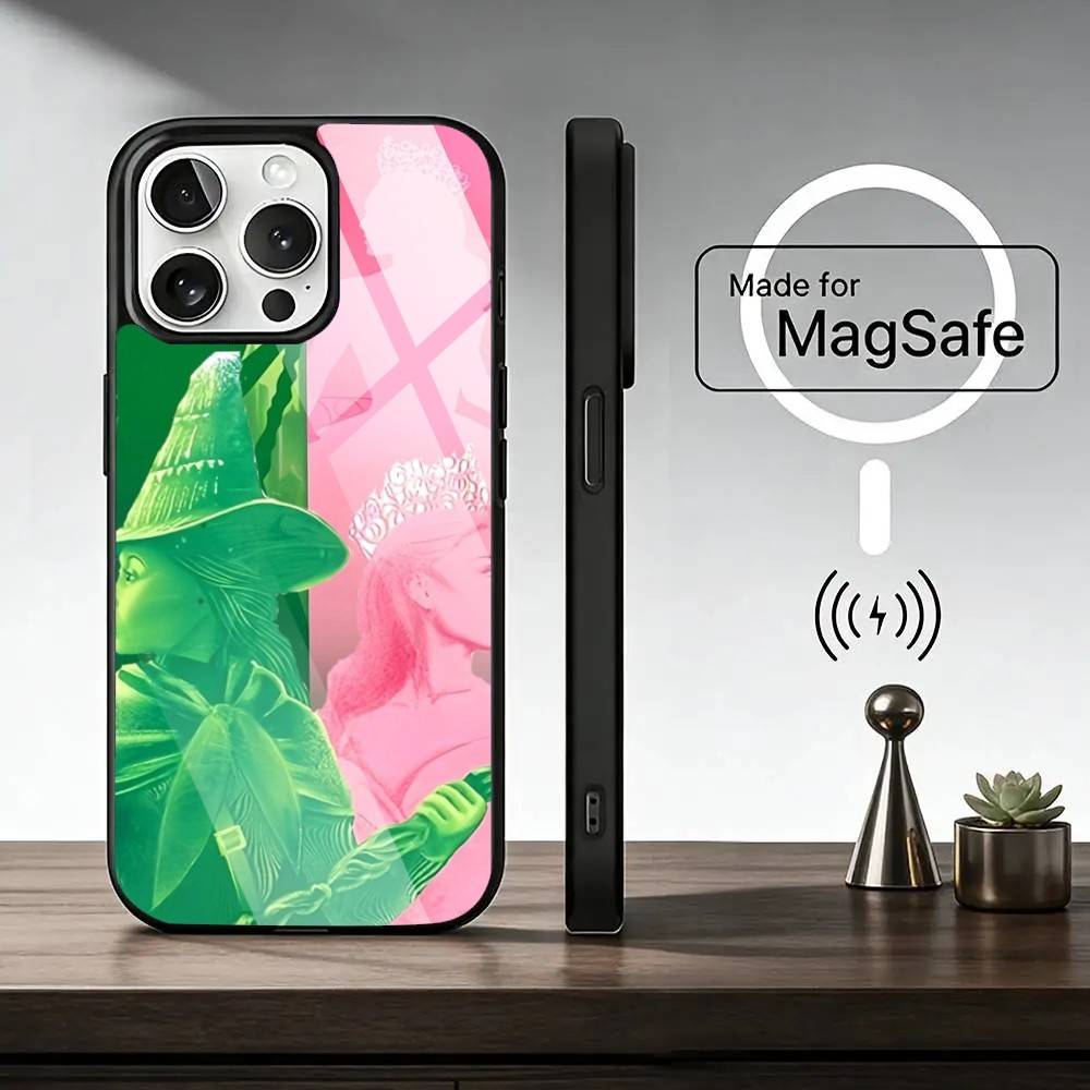 Wicked 12-Green P-Pink Phone Case For iPhone17,16,15,14,13,12,11 Plus,Pro Magnetic For Magsafe Wireless Charging