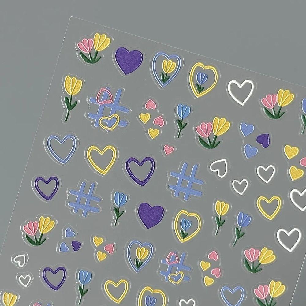 Self Adhesive Nail Sticker Tulip Decal Nail Art Sticker Cartoon Stickers  for Nail Art Decoration