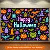 1 piece of 2D Flat background fabric, background fabric for celebrating Halloween with pumpkins flying, polyester