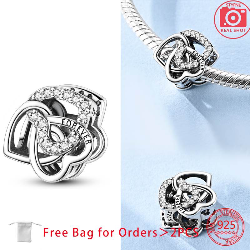 Αυθεντικά Στοιχεία Χαλκός Άπειρη Αιώνια Αγάπη Καρδιά Κρεμαστό Χάντρες Ταιριάζουν Βραχιόλια Χάντρες Για Γυναίκες Δημιουργία Κοσμημάτων DIY Δώρο