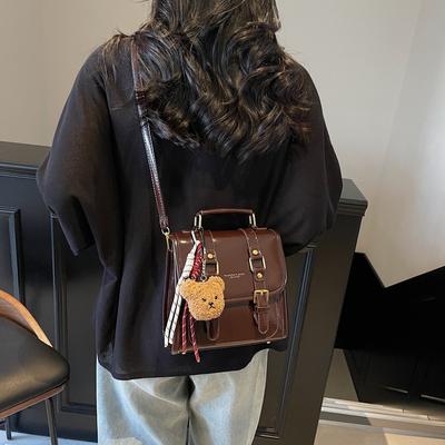 Bolsa retrô moderna feminina 2025 nova versátil pequena bolsa quadrada de ombro duplo bolsa feminina de ombro de alta qualidade