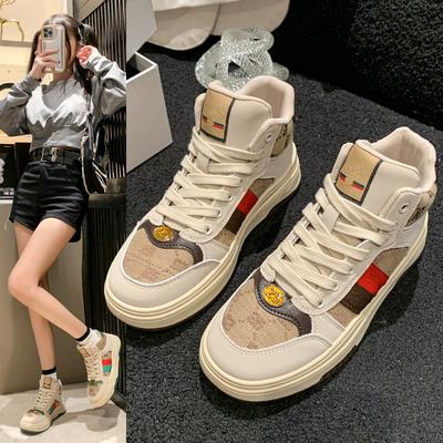 Lace-up Designer Women's Casual Sports Shoes Fashion New Thick-soled Autumn Women's High-top Anti-Slip Sports Shoes