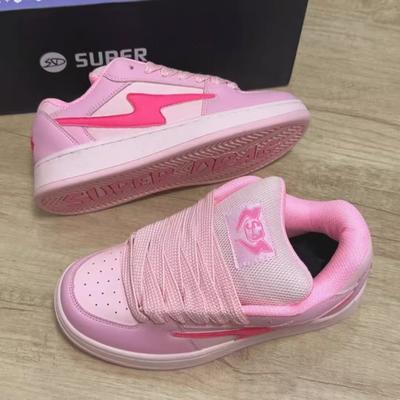 Mode Frühling Damen Atmungsaktive Sneaker Rosa Blitzschuhe Dicker Absatz Niedliche Sneaker Lässig Laufen Plateau Y2K Lolita Sportschuhe