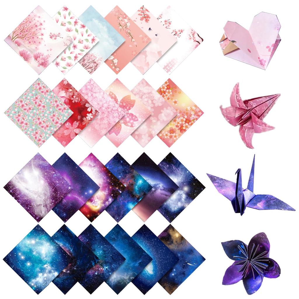 Coollooda Origami Paper Colorful Patterned Origami Paper for DIY Thousand Paper and Crafts (100 Sheets) Double-Sided Crafts, Cranes, Art,
