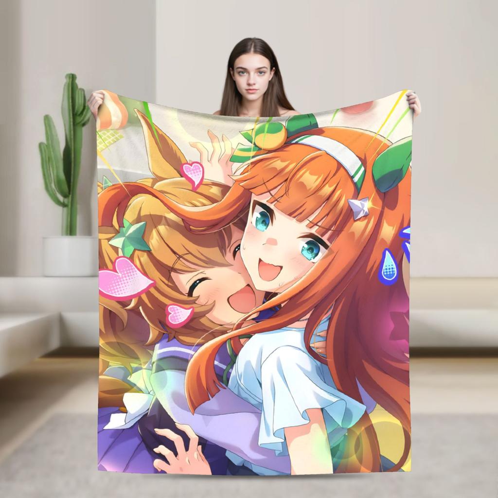 Umamusume Pretty Derby Mejiro Blanket Fleece Autumn/Winter Portable Lightweight Throw Blanket for Bed Bedroom Rug Piece