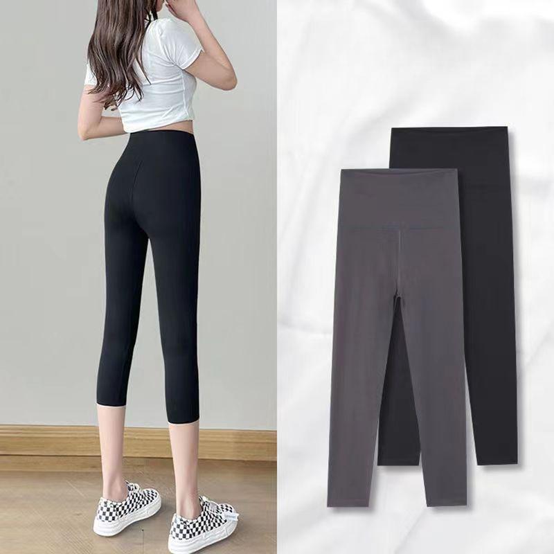 Women's Sharkskin Yoga Leggings, Moisture-Wicking Running Pants for Morning Jog, 7/10 Length Tummy-Control Slim Fit Leggings