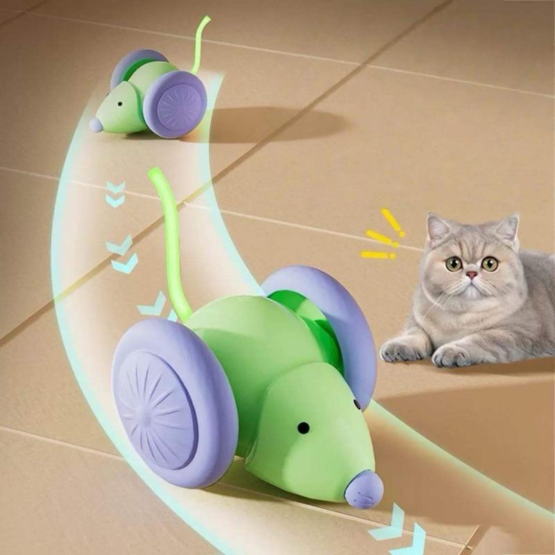 Elektrisches Mäuseauto Interaktives Katzenspielzeug Automatischer Zerrer Wiederaufladbar Intelligente Hindernisvermeidung Kätzchen Haustier Spielzeug