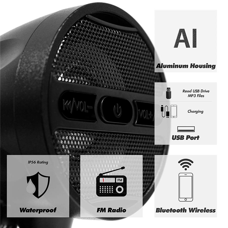 Universal Waterproof Aluminum Waterproof Bluetooth Motorcycle Stereo Speakers Au