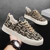 New Men's Ethnic Style Designer Casual Board Sneakers Fashion Fabric Breathable Internal Height Increasing Flat Platform Shoes