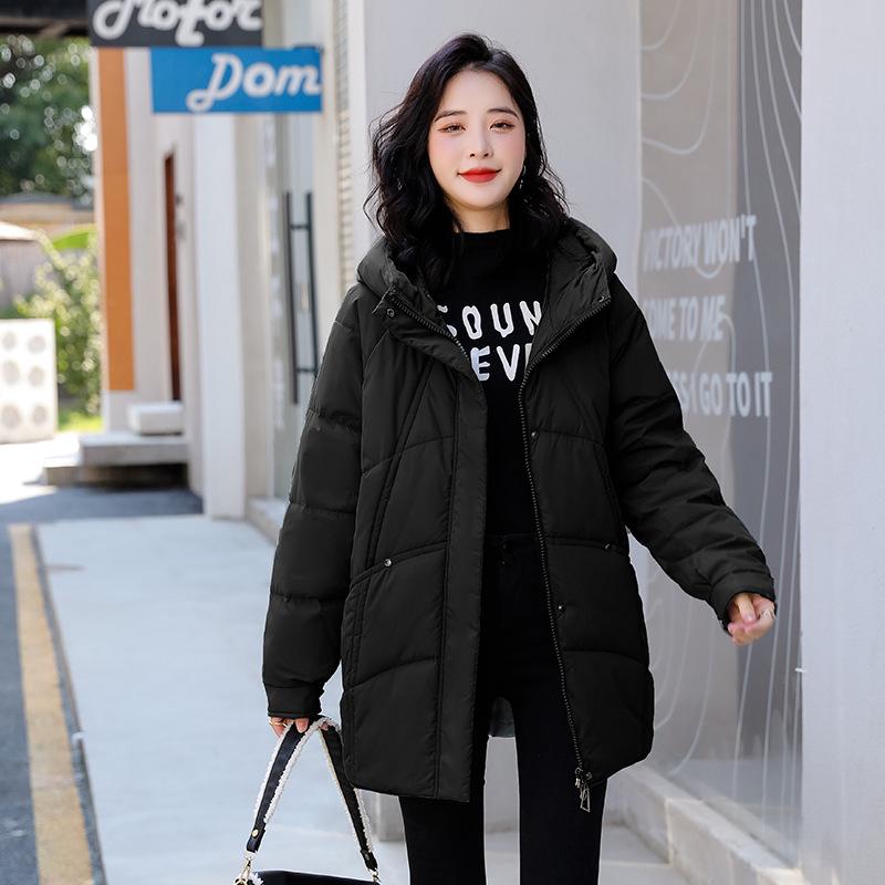 Women's Mid-Length Down Cotton Coat 2023: Hot Style, New Plus Size, Thick, Fashionable, Loose, Warm Cotton-Padded Jacket
