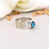 925 Sterling Silver Labradorite Gemstone Oval Shape Textured Band Ring For Women