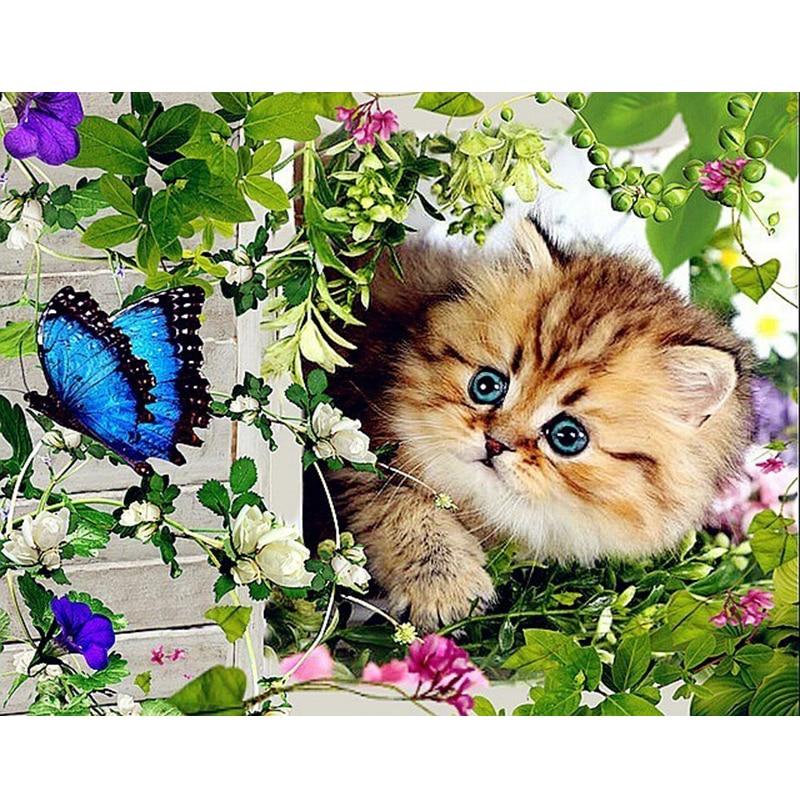 5D DIY Diamond Painting Cat Diamond Embroidery Animal Farm Cross Stitch Full Round Drill Mosaic Rhinestones Home Decor Wall Gift