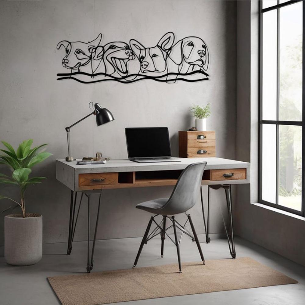 Minimalistische Metall-Hundekunst, Moderne Haustier-Wanddekoration, Geschenk für Hundeliebhaber