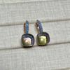 Boucles d'oreilles Nudo 10,6 mm Incrustées de Turquoise Zircon Pour Femmes Topaze Bleue Pendantes Carrées en Cristal Boucle d'oreille Bijoux de Mode Cadeau