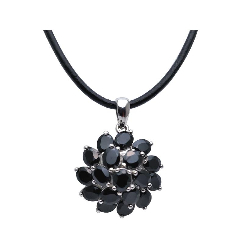 Natürlicher schwarzer Spinell-Edelstein, edles Schmuckset aus 925er Sterlingsilber, bester Ring, Anhänger, Ohrringe für Frauen, täglicher Party-Look