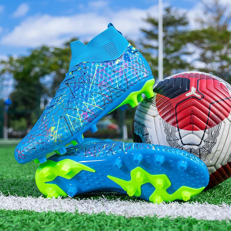 Herren Fußballschuhe FG/TF High Top Neu Verschleißfest Stoßdämpfend Freifeld Professionelles Training Fußballschuhe für Teenager