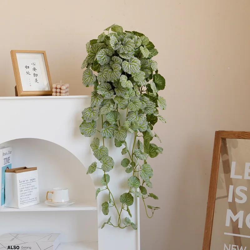 40-100cm Fake Hanging Plants Artificial Begonia Plant Vines Silk Plant Wall Leaves Tropical Scindapsus Plant For Home Garden