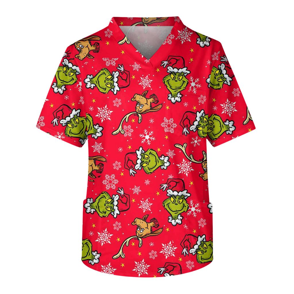 Men's Casual Short-Sleeved V-Neck Printed Front Pocket Top