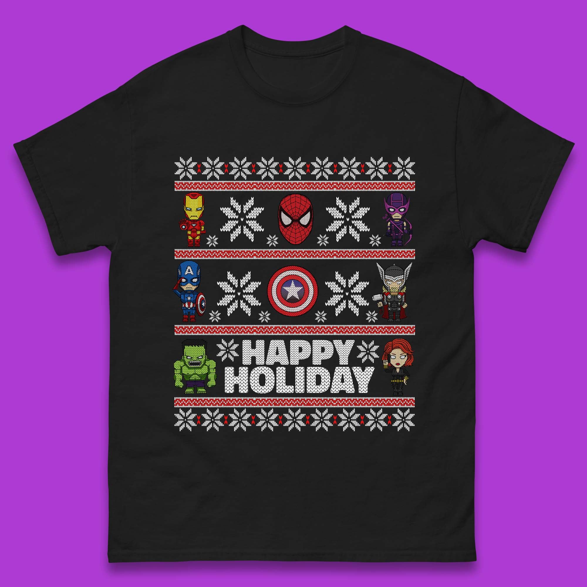 Avengers Superheroes Christmas Mens T-Shirt Womens Tops Tees 2XL
