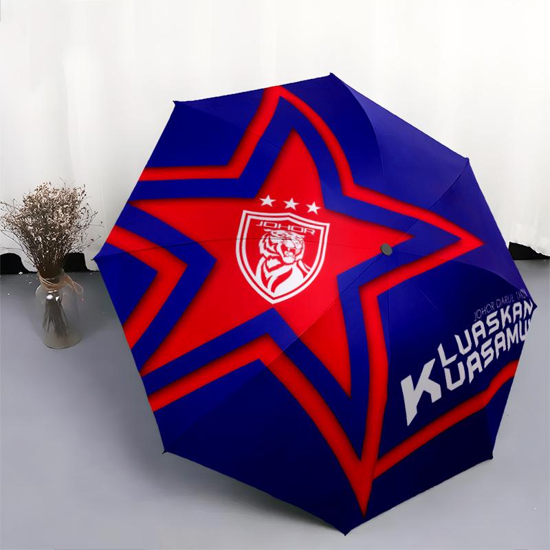 Johor Darul Ta'zim FC  Pattern, Automatic Folding Umbrella, Portable and Foldable Design, 8 Ribs, a Christmas or Birthday Gift.