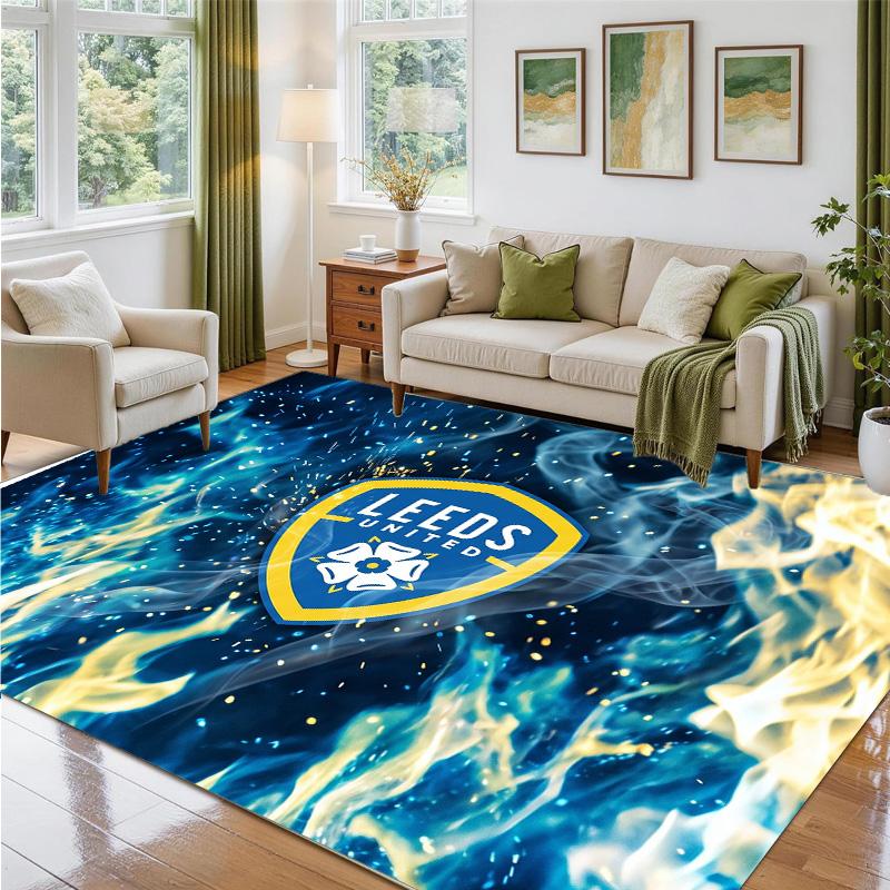 Leeds United Fußball Design Kristall Samt Teppich Weiche Dekorative Matte für Schlafzimmer Eingang